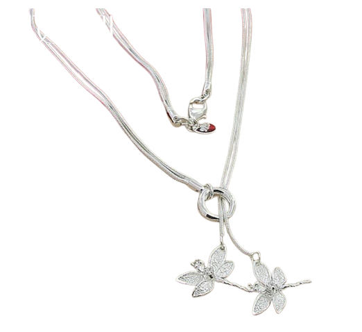 Colar DOTEFFIL com Duas Libélulas em Prata 925