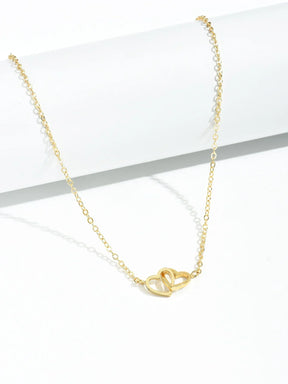 Colar Feminino Tiny Double Hollow Heart