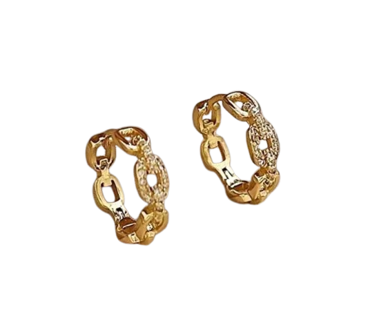 Brincos Femininos Entrelaçados em Ouro Genuíno 9999 24K